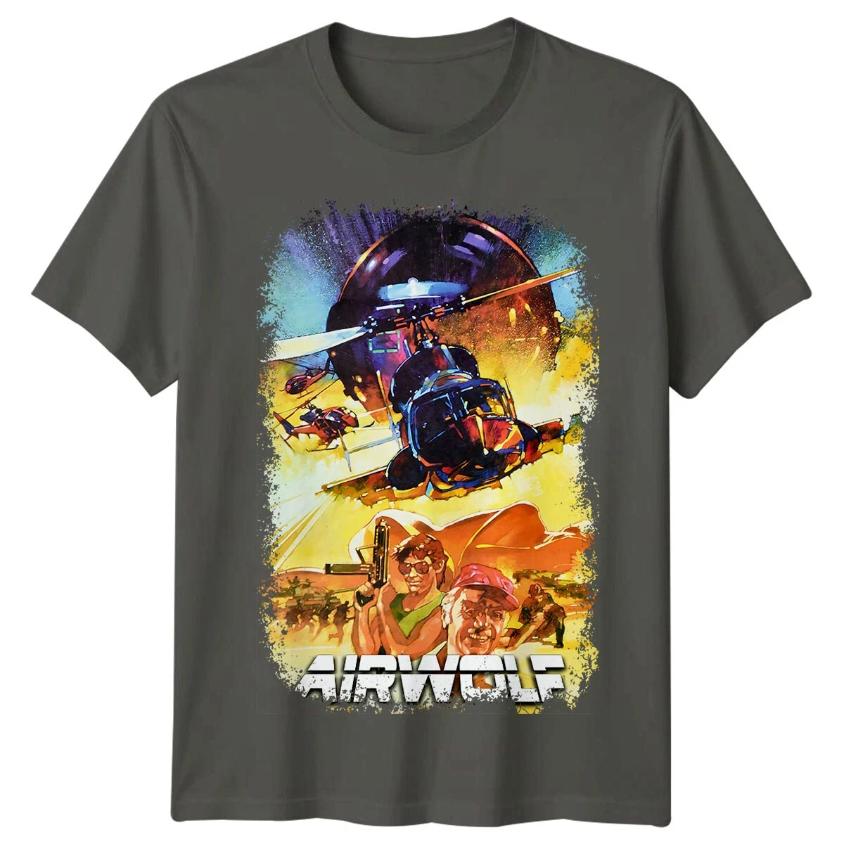 Airwolf- The Movie (1984) Movie Poster Inspired T-Shirt Retro 80s Tee Unisex  Streetwear Harajuku