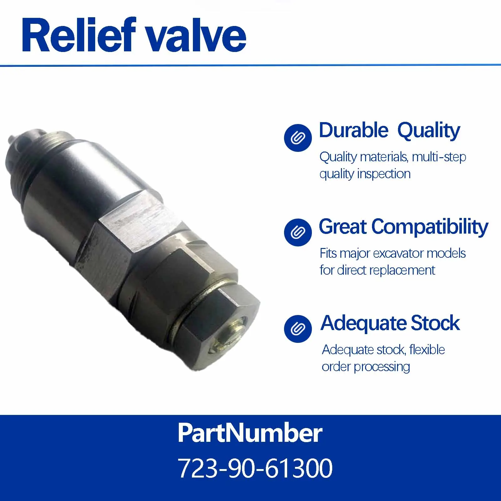 Relief Valve 709-90-74302 For Komatsu PC60-6 PC120-6 PC130-7 PC200-5 PC200-6 PC350-6 PC400-6 PC300-6