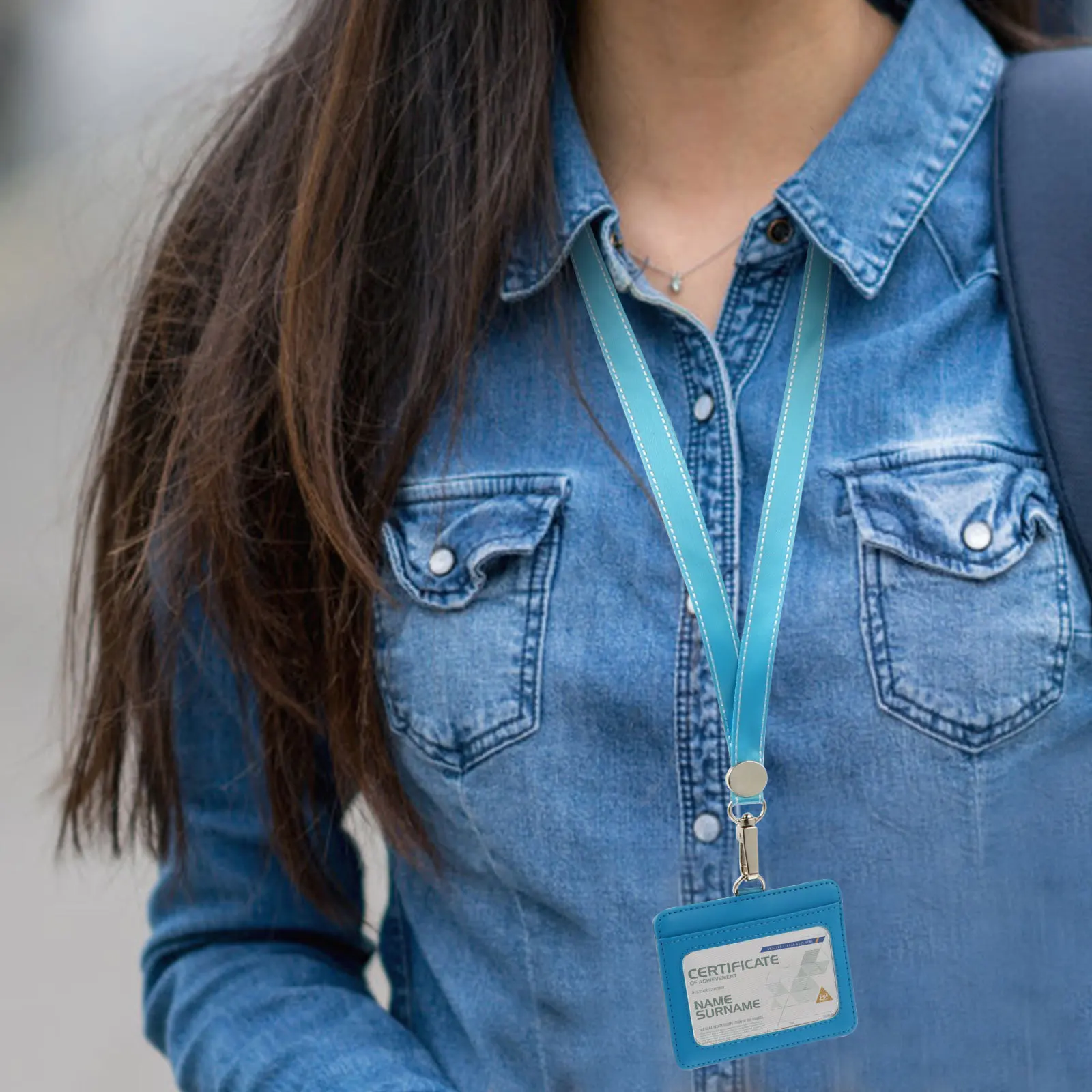 

1pc Id Card Holder Badge Sleeve Zinc Alloy Hanging Buckle Two-Slot Front Back Anti-Cracking Weatherproof For Bus