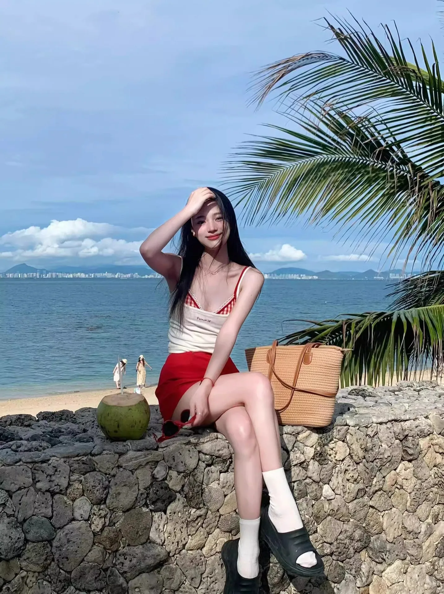 Lightweight and Breathable Bikini Set: Sexy Spaghetti-Strap Dress-Style Beach Vacation Two-Piece Swimsuit 4PCS