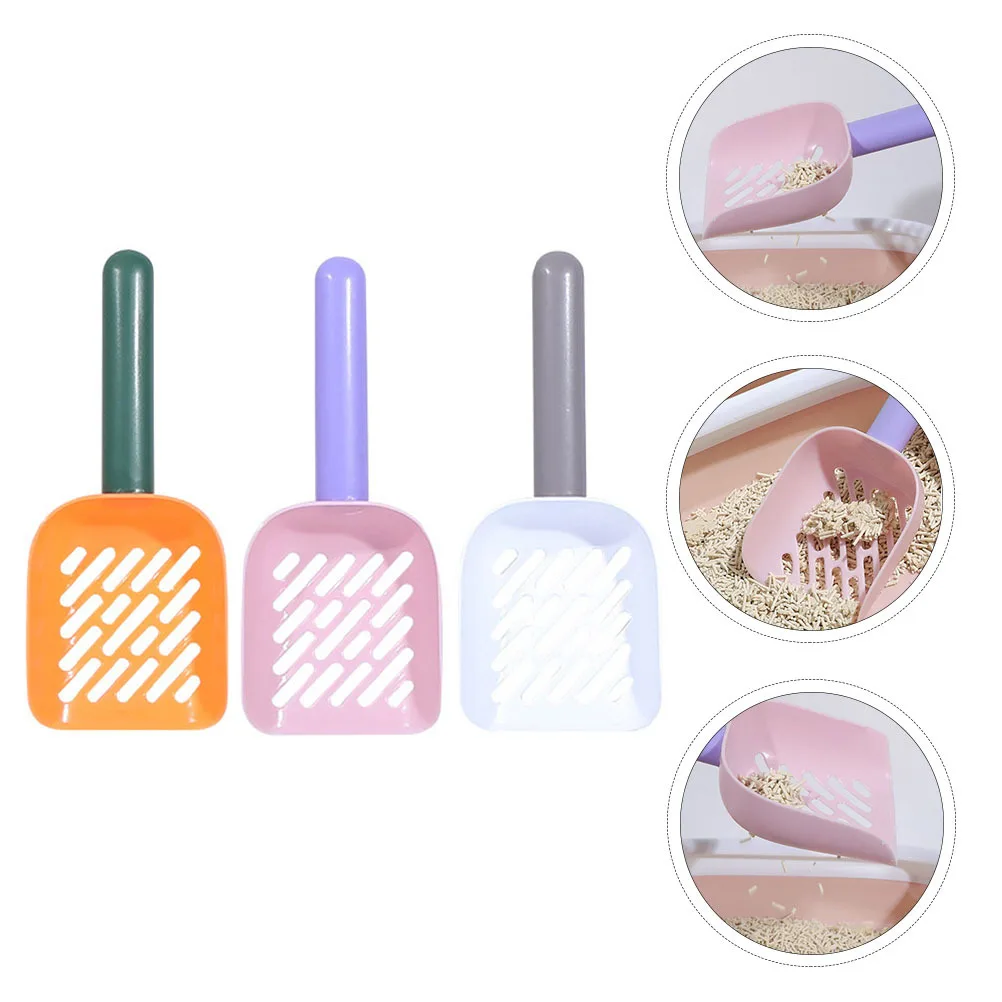 

3Pcs Cat Sand Shovel Lightweight Plastic Litter Scoop Durable Easy Grip Pet Supplies Cleaning Tool Cat Sand Shovel