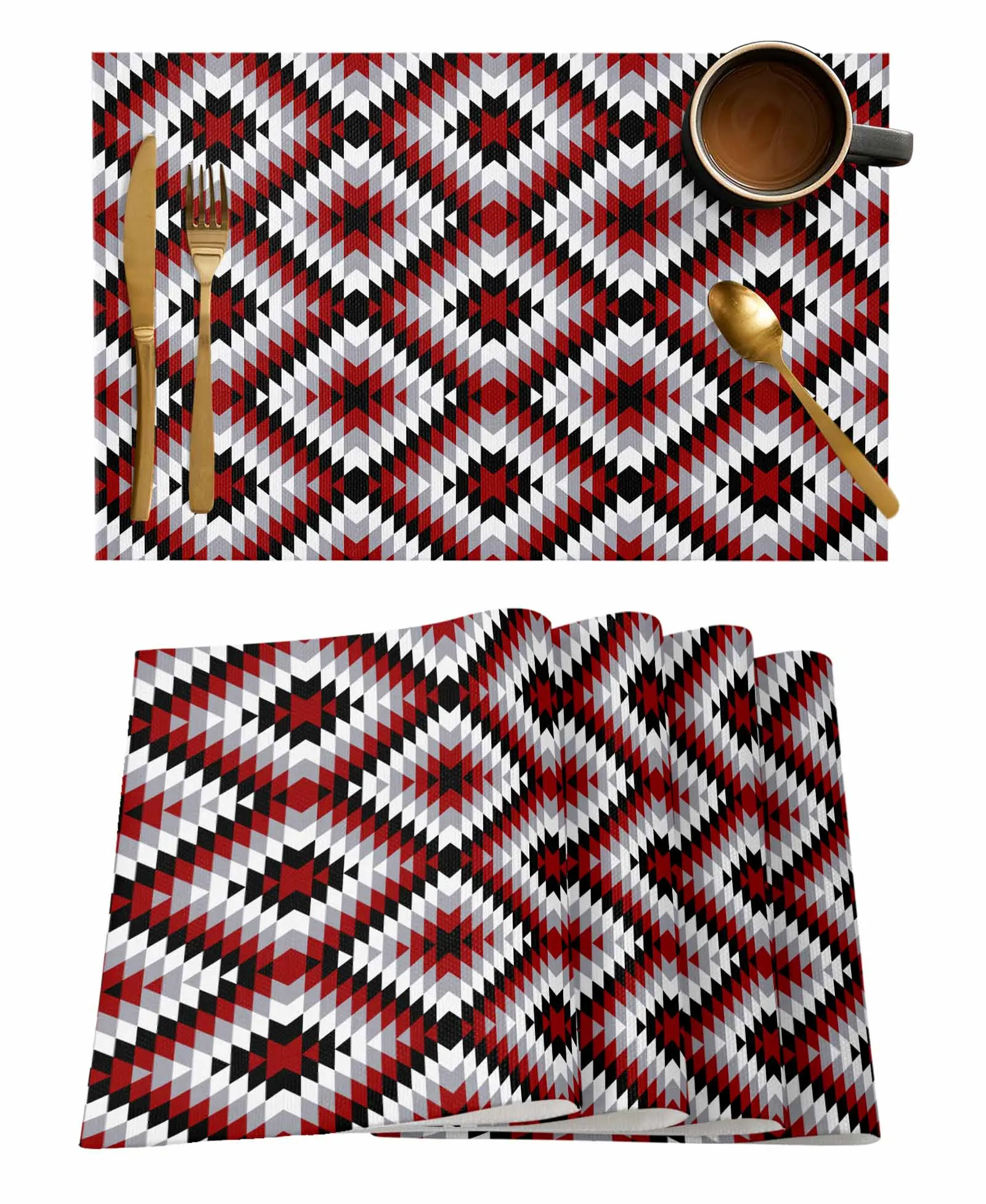 Bohemian Aztec Moroccan Rural Farmhouse Red Table Runner Wedding Decor Table Cover Holiday Party Coffee Tablecloth Tablemats