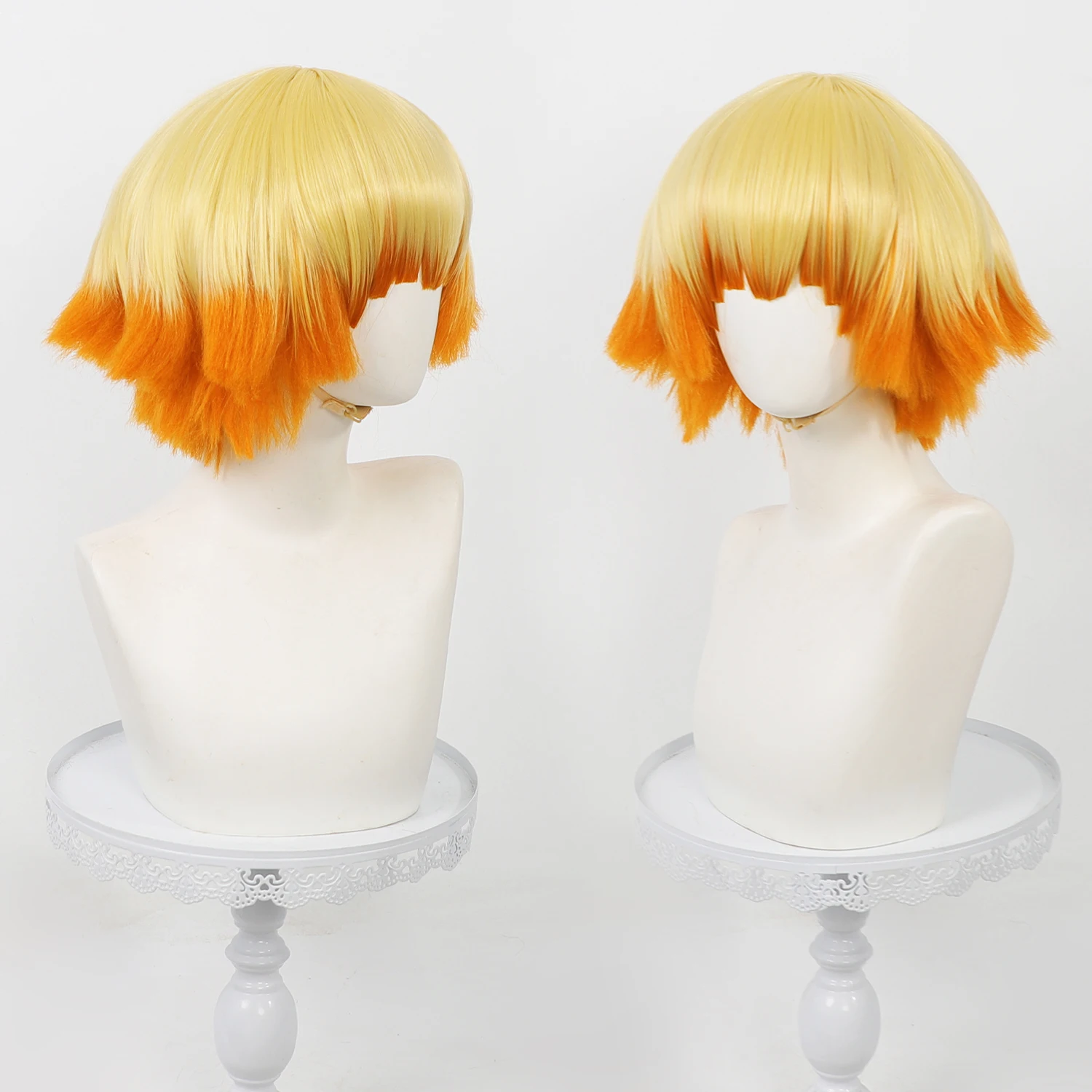 

Anime Agatsuma Zenitsu Cosplay Wig Short Yellow Orange Gradient Synthetic Hair With Natural Scalp Top Heat Resistant