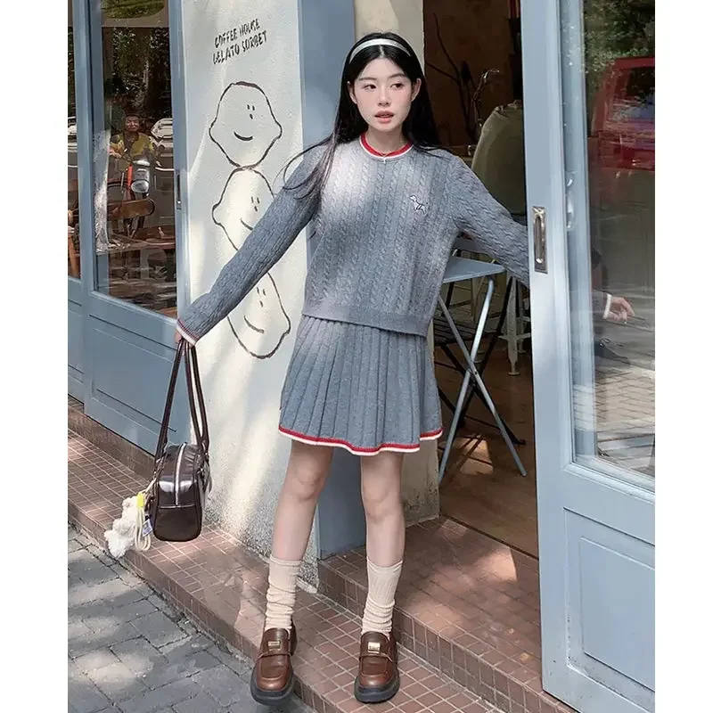 Spring Golf Wear Women High Quality Golf Suits Fashion Knit Sweater Cardigan+Pleated Skirt Two Piece Set Women Golf Clothing