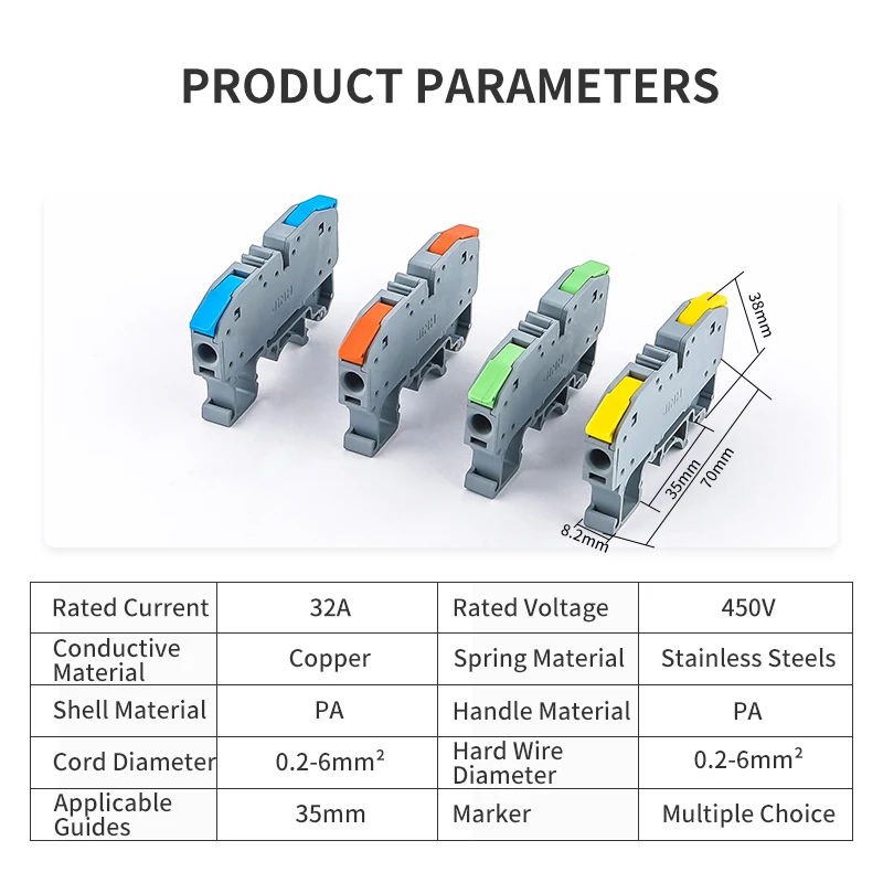 6 مللي متر DIN السكك الحديدية كتل طرفية ربط مجاني المدمجة سريعة رافعة الأسلاك موصل الربيع كابل اتصال محطة الصحافة 32A 450 فولت #2