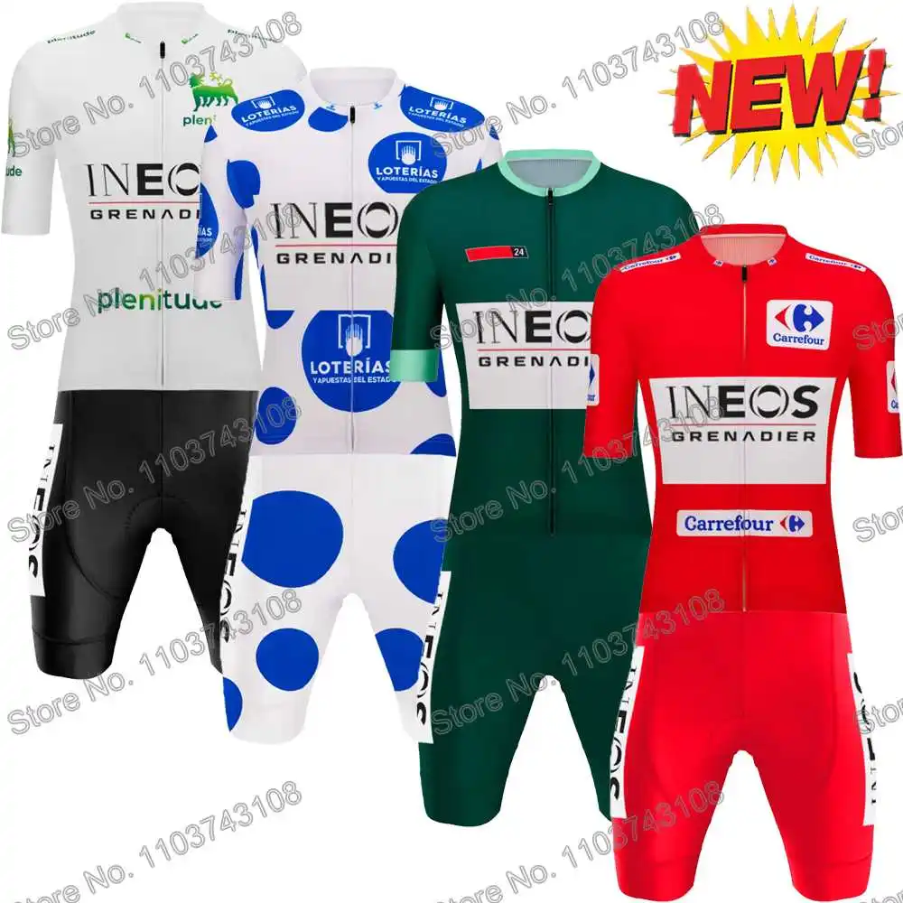 Ineos Grenadier 2024 Spain Tour Cycling Jersey Men's Set Summer Cycling Clothing Road Bike Shirt Suit MTB Bicycle Bib Shorts