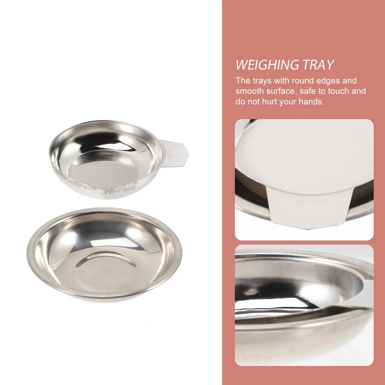 2Pcs Space Saving Stackable Stainless Steel Weighing Tray Electronic Scale Dish for Small Scale Precision