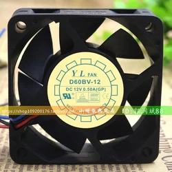 SSEA New Fan D60BV-12 6025 12V 0.50A 6CM Large Air Volume Server Cooling Fan 60*60*25MM