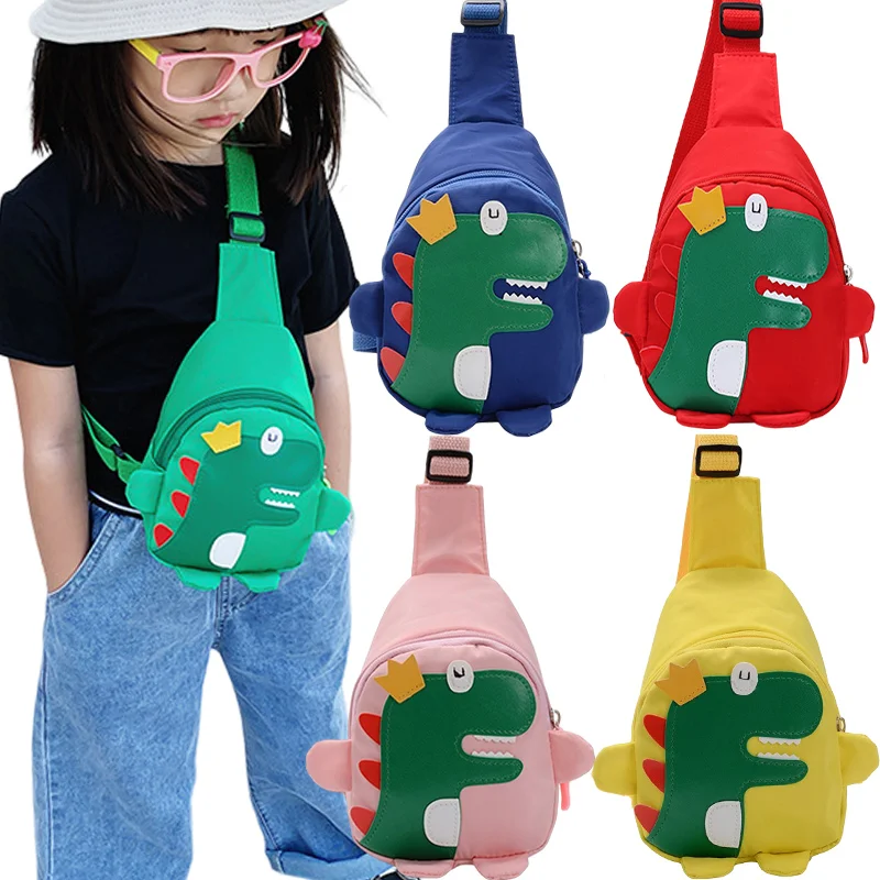 Cute Cartoon Dinosaur  Backpacks Children Boy Girl Chest Crossbody Bags Travel Harness Bag Adjustable Animals Kids Backpack