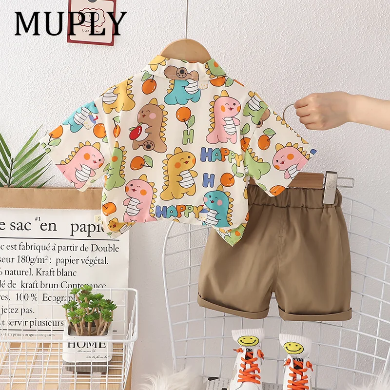 Children Clothing 2023 New Fashionable Boys Clothes Set Summer Kids Sports Style Short Sleeve Shirt Shorts Two Piece Set