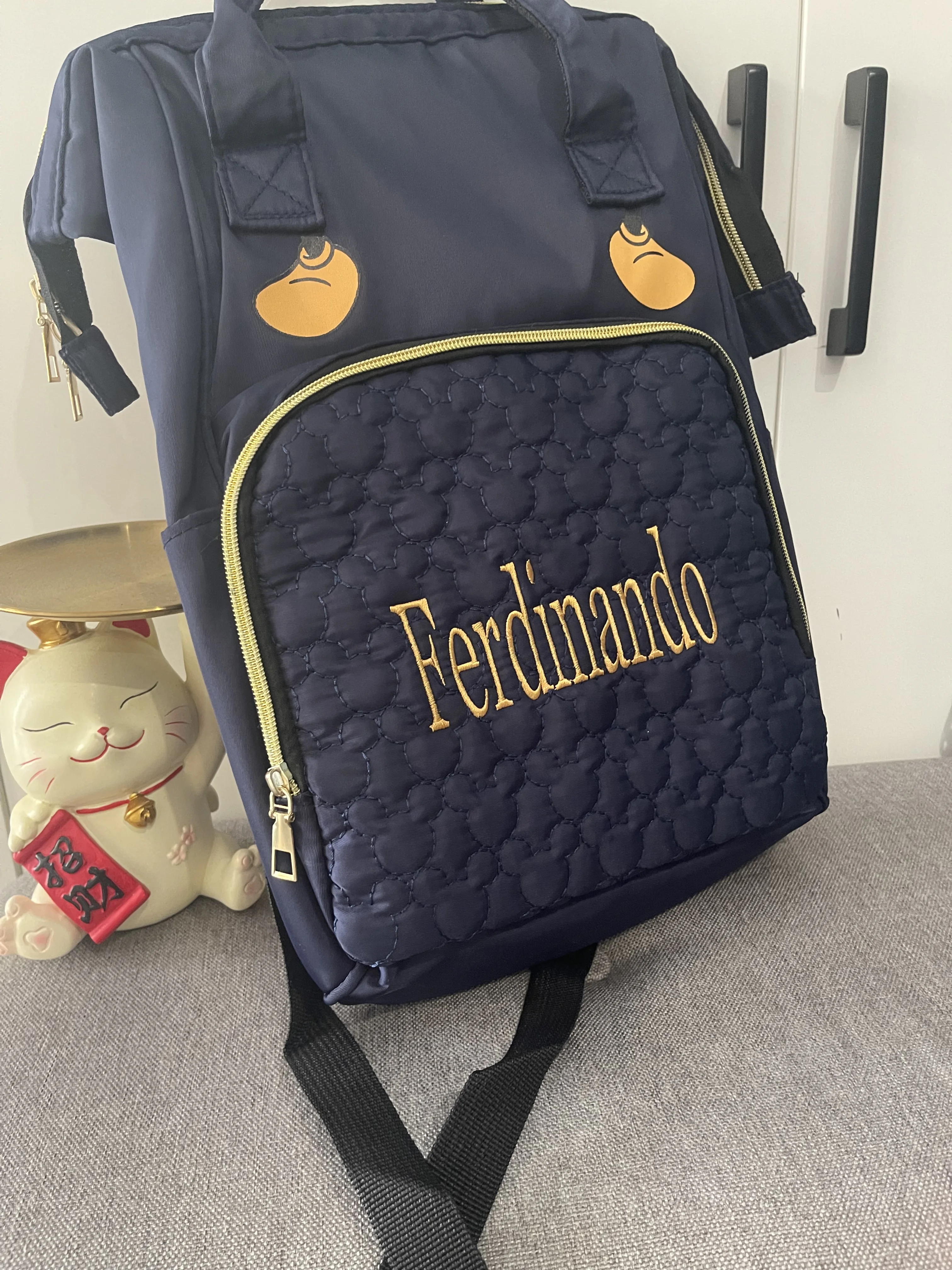 Mochila de moda con nombre personalizado para mamá, mochila multiusos de gran capacidad, bolsa de almacenamiento Baoma Out, paquetes de maternidad