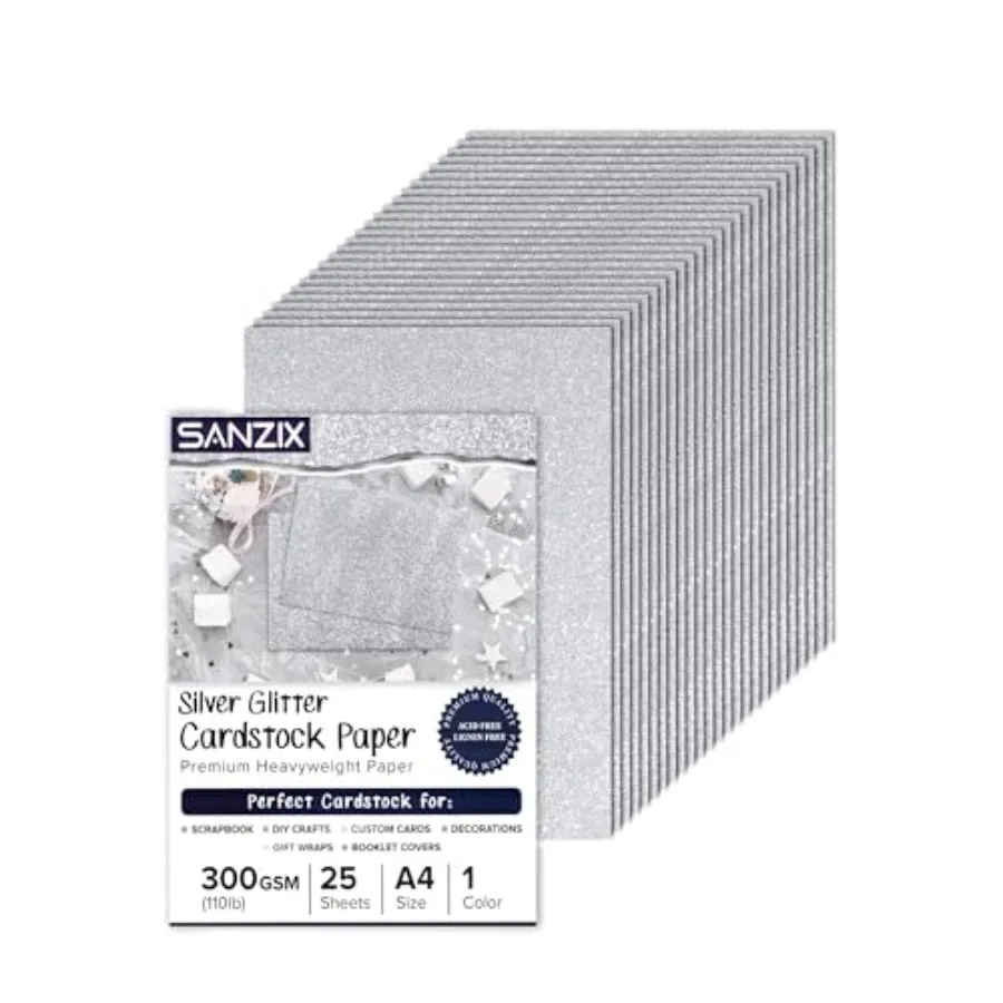 25 Sheets Glitter Cardstock Paper- 8.2