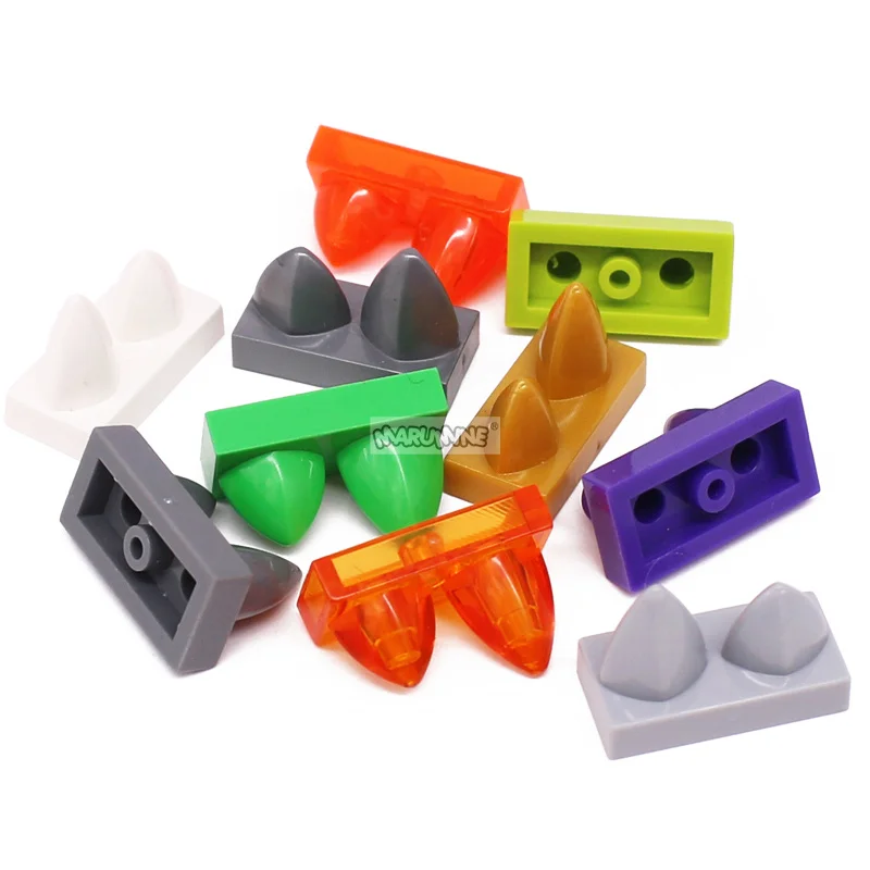 MARUMINE 60PCS 1x2 Animal Teeth Double Protruding Vertical MOC Bricks 15209 Compatible Building Blocks Modified DIY Accessories