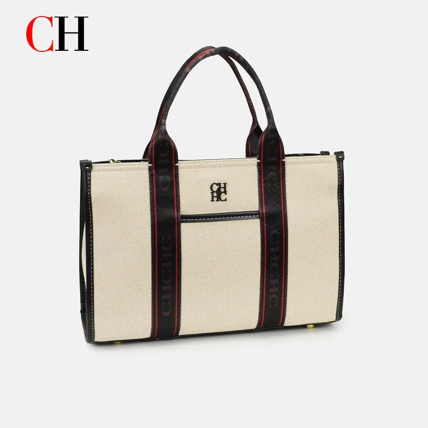 CH Women Canvas Tote Bag Large Capacity Shoulder Handbag Fashion Casual Top Handle Purse Work Bag Travel Shopping Bag