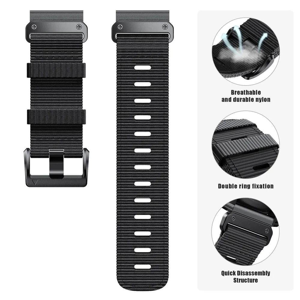 QuickFit 26mm 22mm Outdoor Band for Garmin Fenix 7X 7 6 6X 5 5X Braided Nylon strap TACTIX DELTA/Mk2 G1/Epix Gen 2/MARQ Bracelet