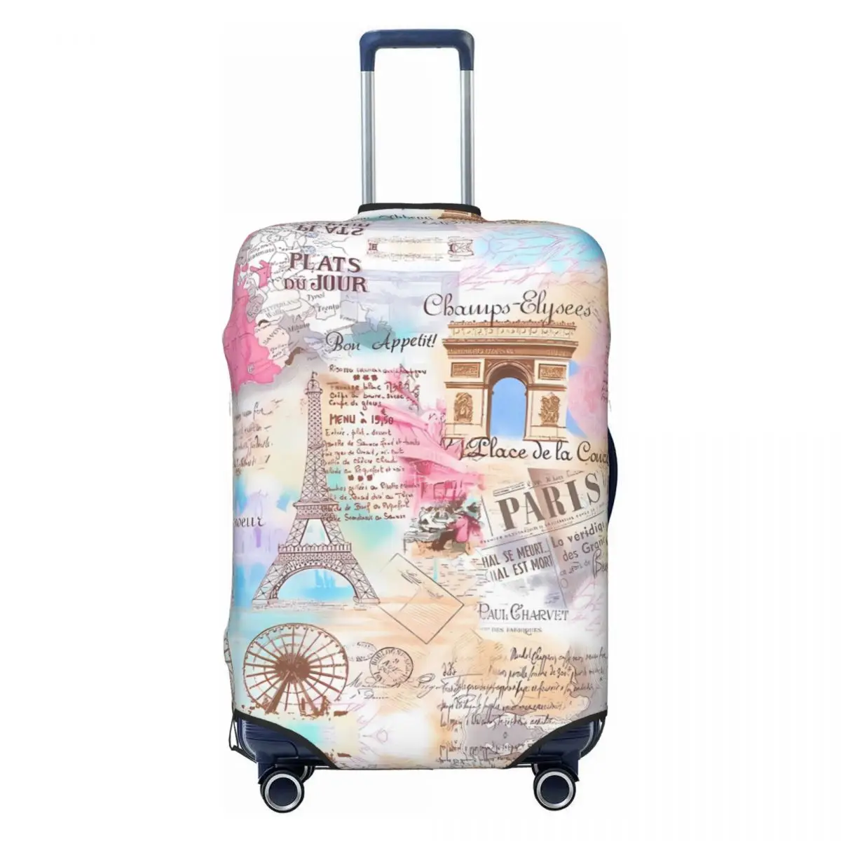 Paris Graffiti Suitcase Cover Vacation Eiffel Tower Painting Fun Luggage Supplies Travel Protector