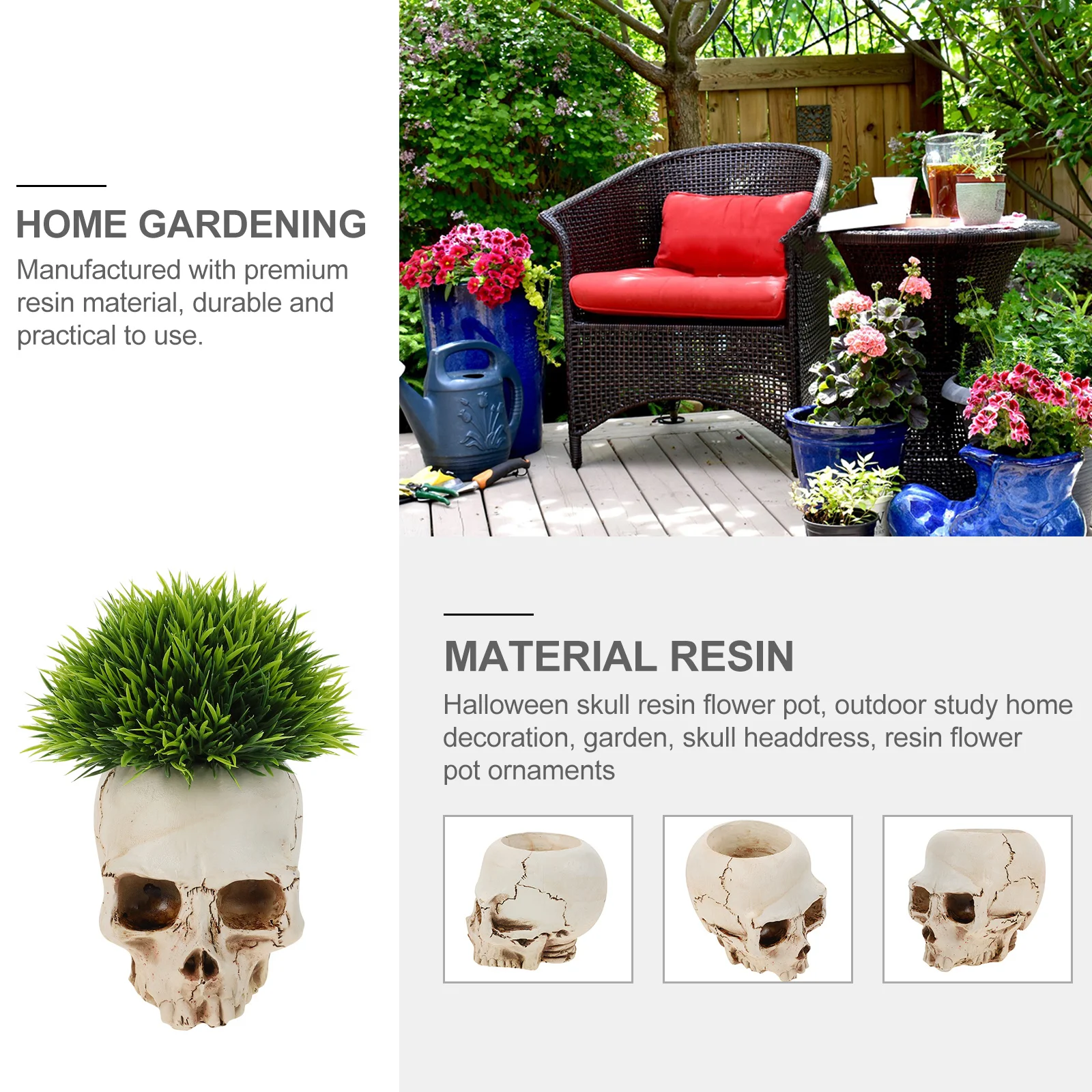 

1Pcs Skull Resin Flower Pot Halloween Succulent Plant Container Home Decor Flower Holder Desktop Planter Gift Home Adornment