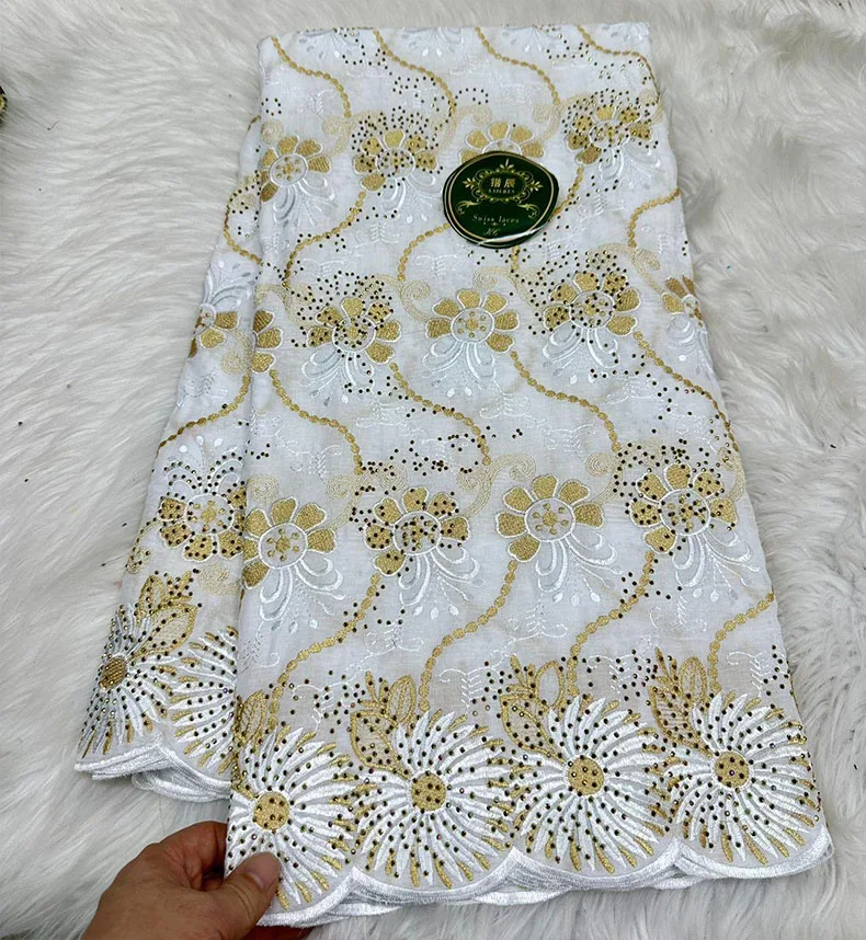 5Yard Swiss Voile Lace 2024 High Quality Africa Embroidery 100% Cotton Fabric Brode Popular for African Women Cloth tc0452