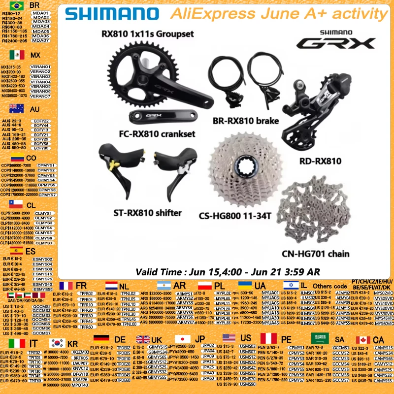 Shimano GRX RX810 RX812 1X11s Groupset 170mm 172.5mm 40/42T Crank