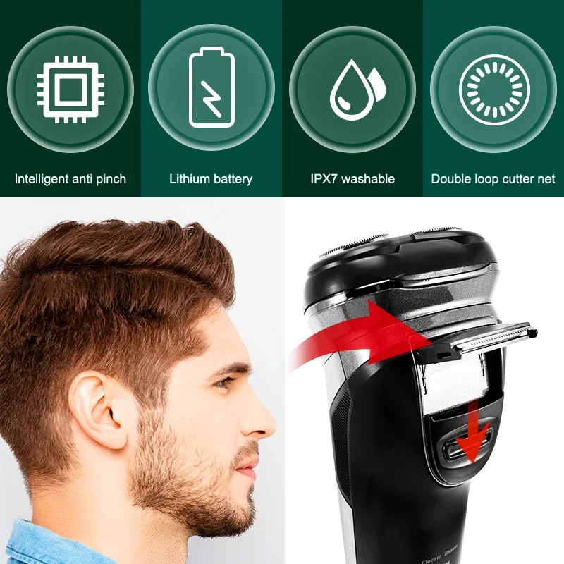 Cordless LCD Electric Shaver - Rechargeable Beard Razor for Men