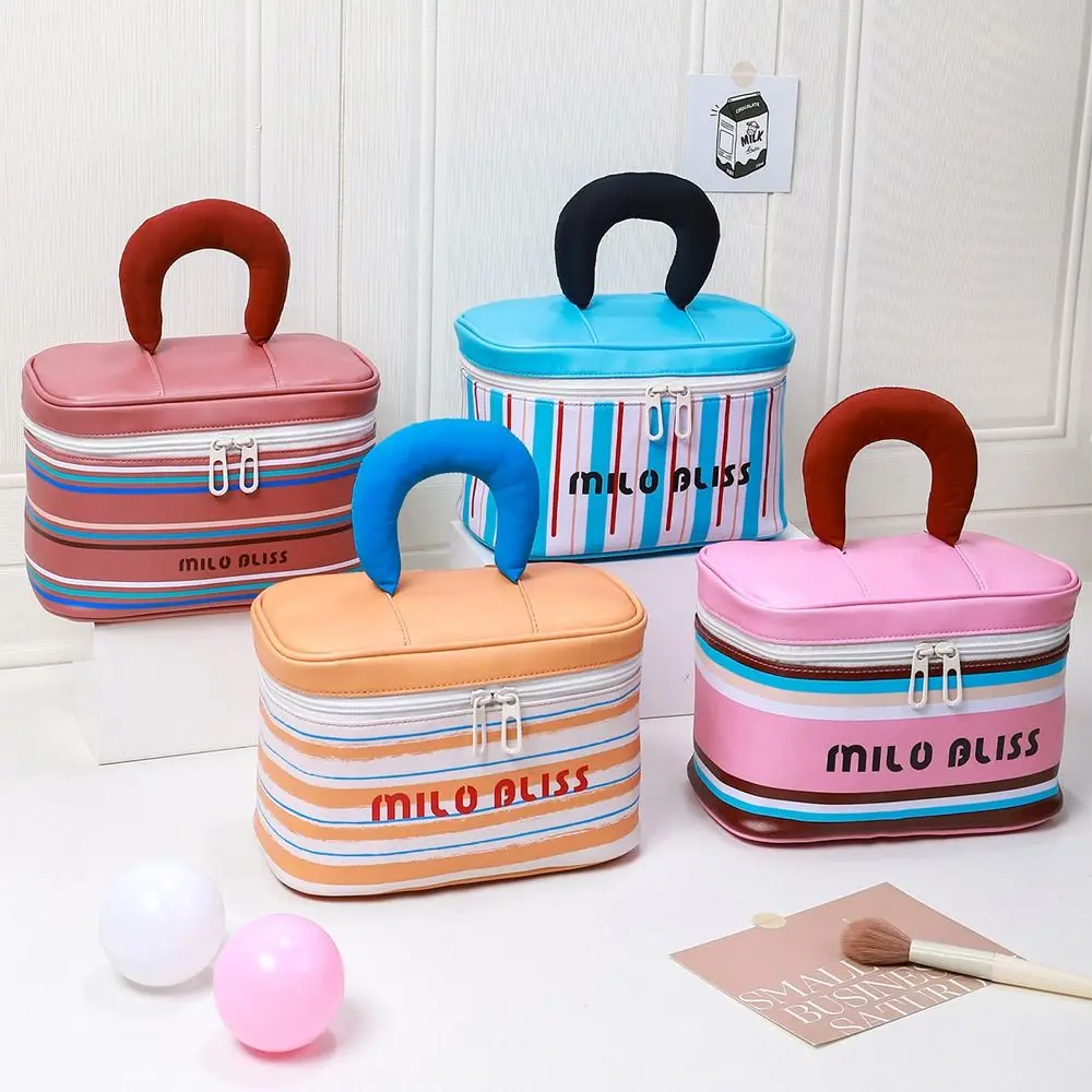

Fashion Creative Cosmetics Storage Bag Portable with Handle Handheld Makeup Bag Match colors Large Capacity Cosmetic Case Travel