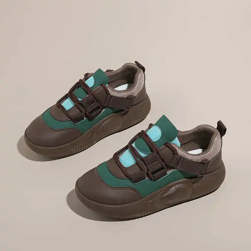 

Обычные кожаные теннисные ботильоны на высокой подошве премиум-класса, коричневые женские ботильоны, женские ботинки, кроссовки, спортивные кроссовки, спортивные пирожки Tenids