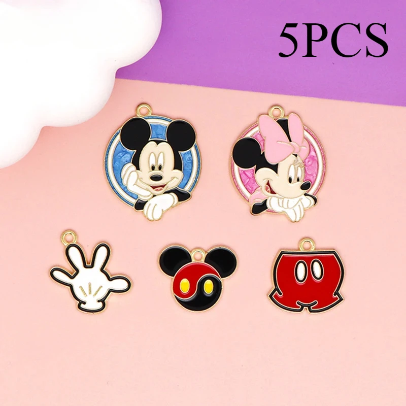 Disney Cartoon Mickey Minnie DIY Accessories Cartoon Mickey Mouse Bag Pendant Alloy Drip Oil Necklace Bracelet Key Chain Pendant