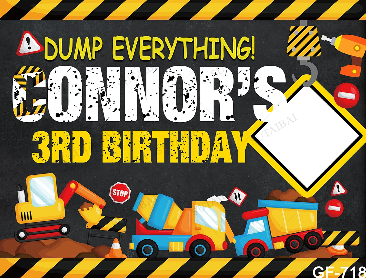 วันเกิดเด็กการถ่ายภาพพื้นหลังแผนที่รถบรรทุกก่อสร้าง Dump กิจกรรมป้ายเตือนความคิดสร้างสรรค์ของเด็ก Photo ฉากหลัง