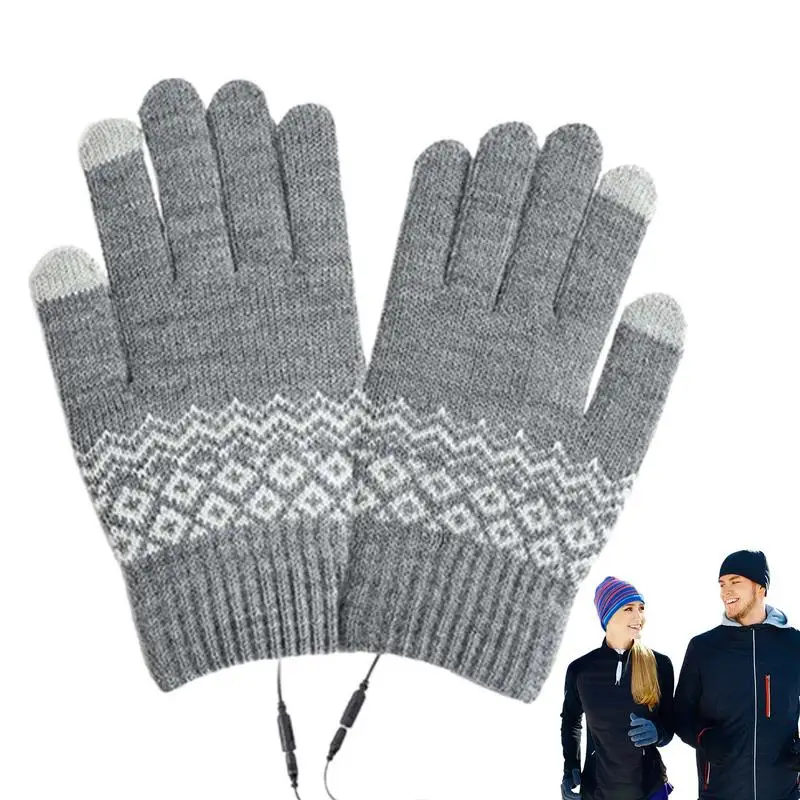 Heating Gloves Full Finger Knitted Heated Touchscreen Gloves Winter Mitten Removable Hand Warmers Laptop Gloves For Men Women