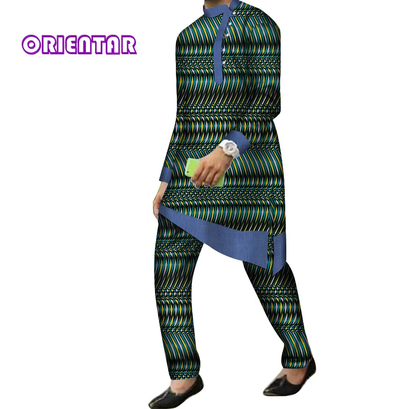 

3XL 4XL Size In Stock Men African Outfits 2 Pieces Set Men Suits Long Sleeve Shirt and Pants Print Clothing WYN844-XH