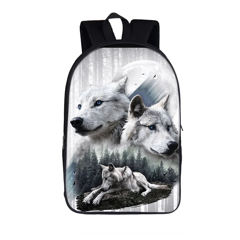 Sac à Dos Cool Wolf de 16 Pouces pour Homme et Femme, Cartable d'École pour Adolescent, Garçon, Fille, Enfant, Hip Hop, pour Ordinateur Portable