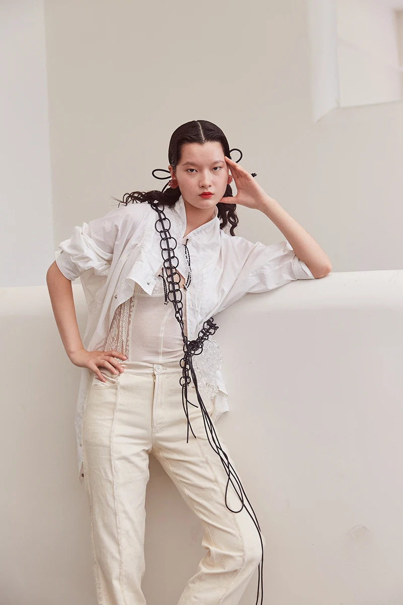 Ultra-Thin Spring Summer Autumn Jacket Cool Collar Seven-Sleeve Metal Buckle Black White Windbreaker Women's Fashion Coat