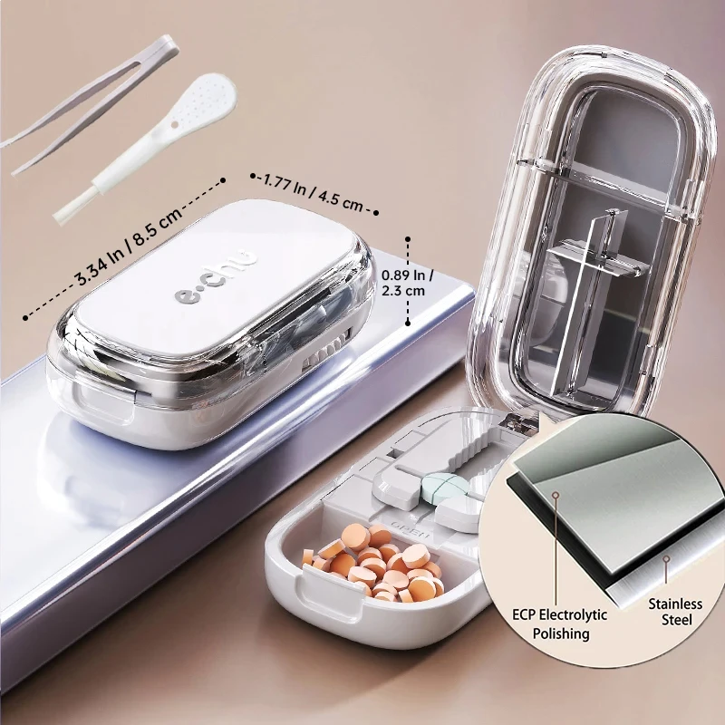 

Портативный резак для таблеток, четвертьодозатор, ящик для хранения таблеток, пыленепроницаемый и влагостойкий, подходит для путешествий на открытом воздухе, дома