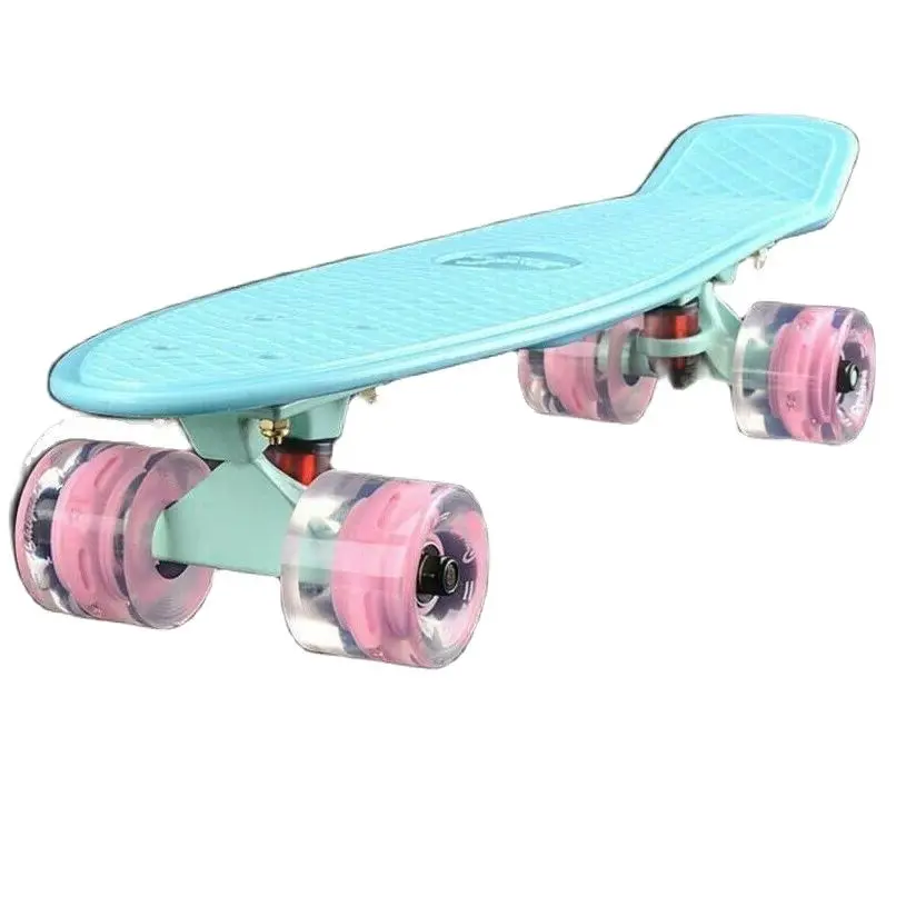 Penny Board Mini Cruiser, Retro Travel Portable Skateboard, Complete Ready to Ride Fish Boards, 22 Inch