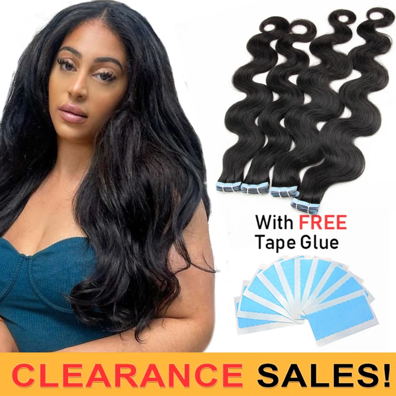 Clearance Tape Ins Body Wave 12 22 26 inch  Skin Weft Hair Extensions Remy Natural Hair Weavy US warehouse