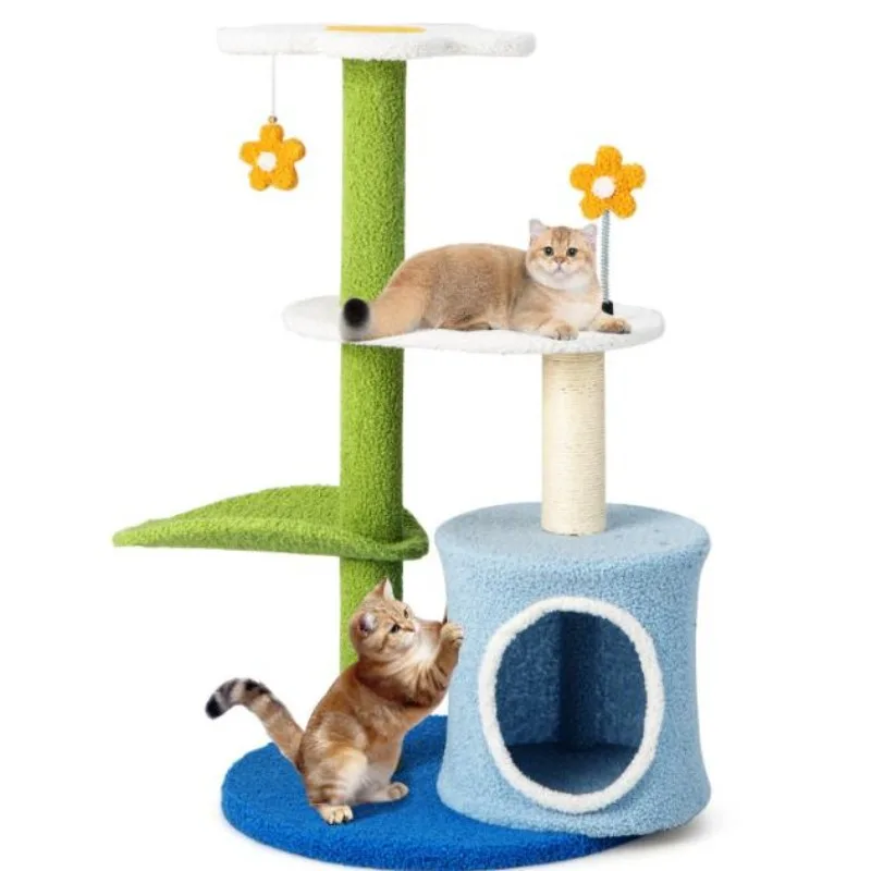 

34.5 Inch 4-Tier Cute Cat Tree with Jingling Balls and Condo