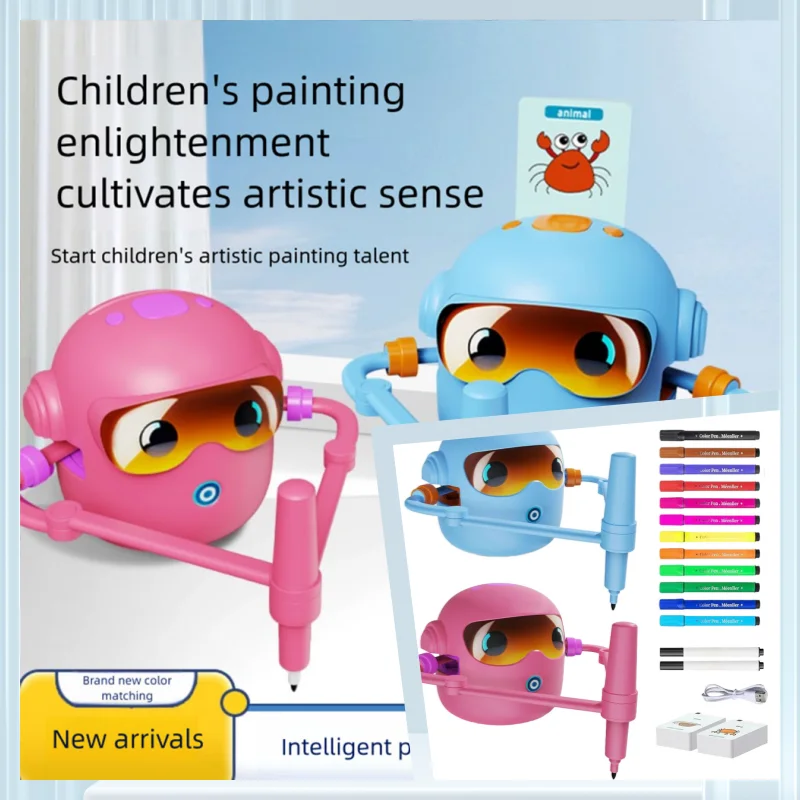 1 セットインタラクティブ教育描画ロボット学習おもちゃ 100 カード早期教育玩具女の子と男の子就学前学習