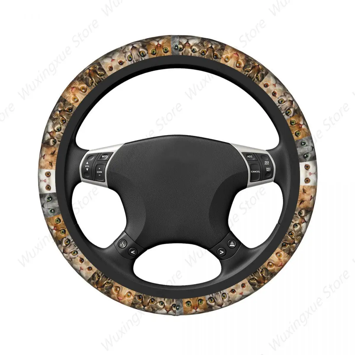 Cat Faces Thickening Car Steering Wheel Cover 38cm Universal Suitable Women Elastic Steering Wheel Cover