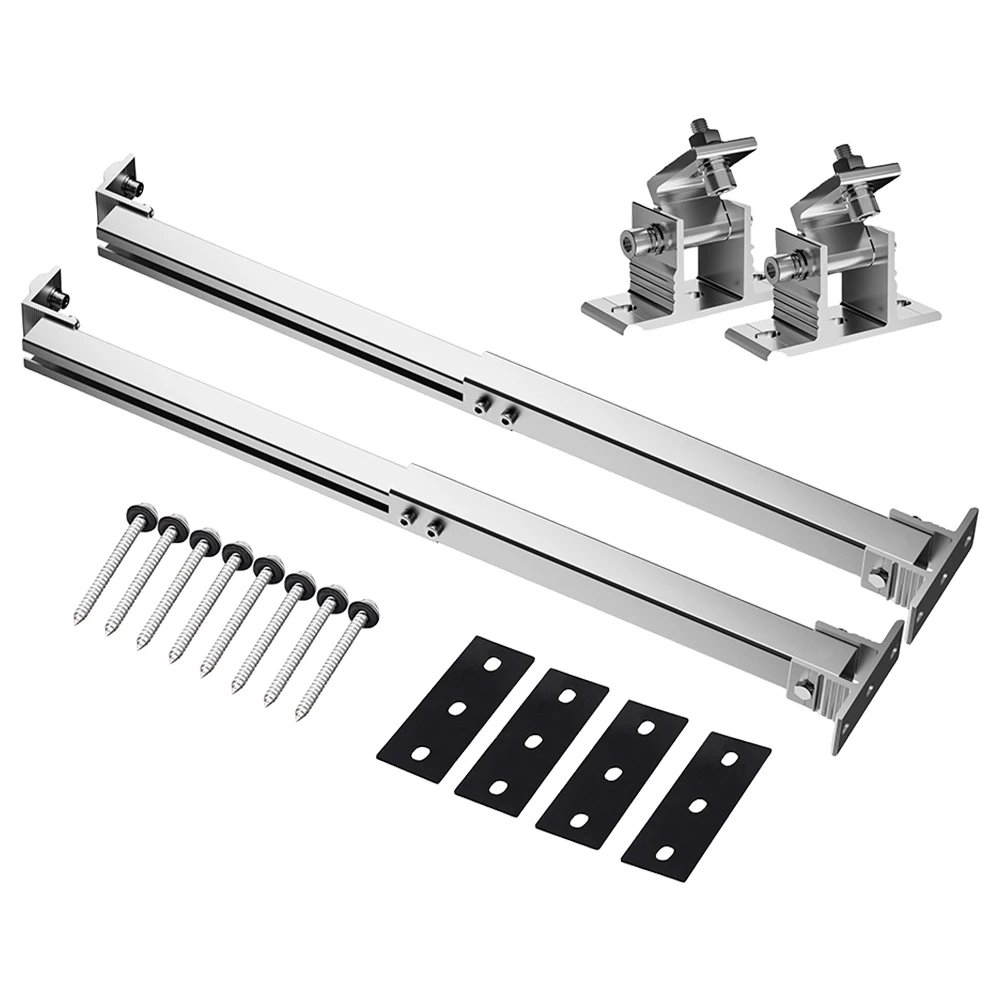 Solar Panel Tilt Bracket Aluminum Alloy Solar Holder End Clamp Kit Adjustable Solar Panel Mount Support 15-30 Degrees