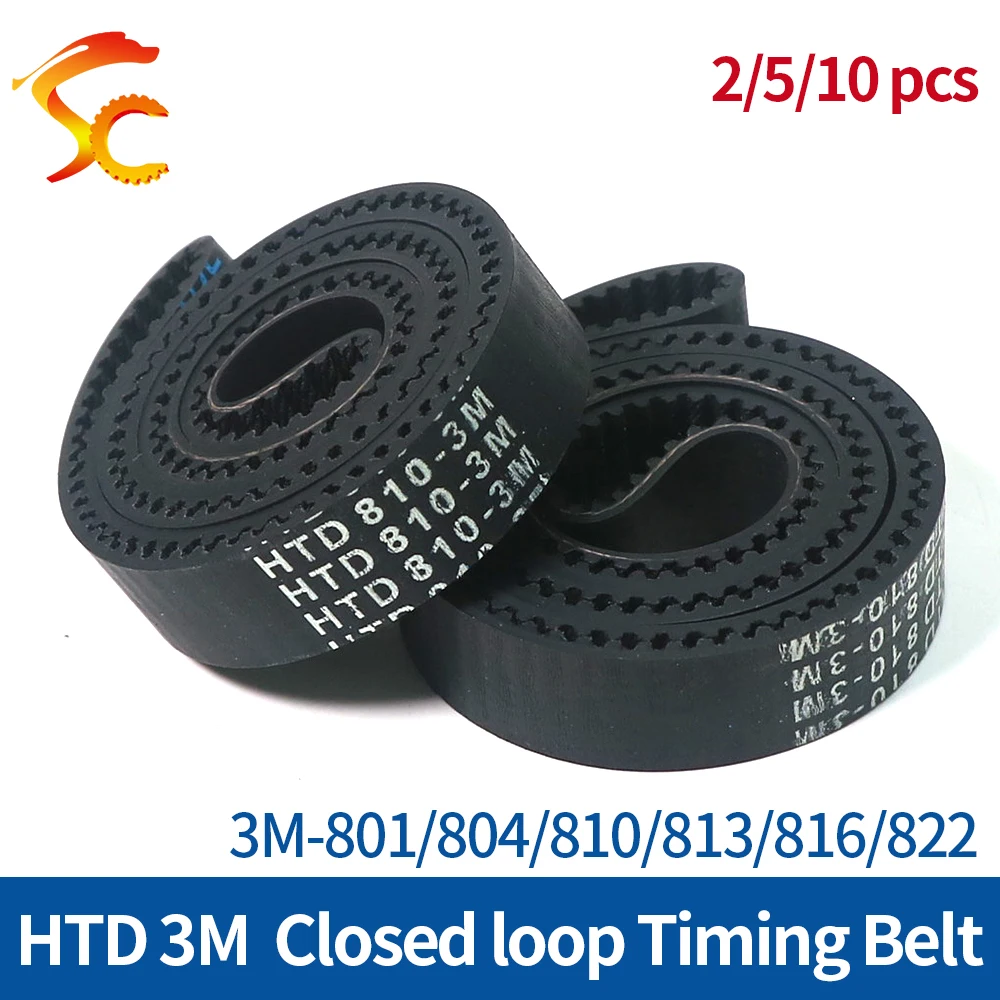 

HTD-3M Timing Belt Width 6 10 15mm Rubber Closed Loop Length 801/804/810/813/816/822mm HTD3M Synchronous Belt