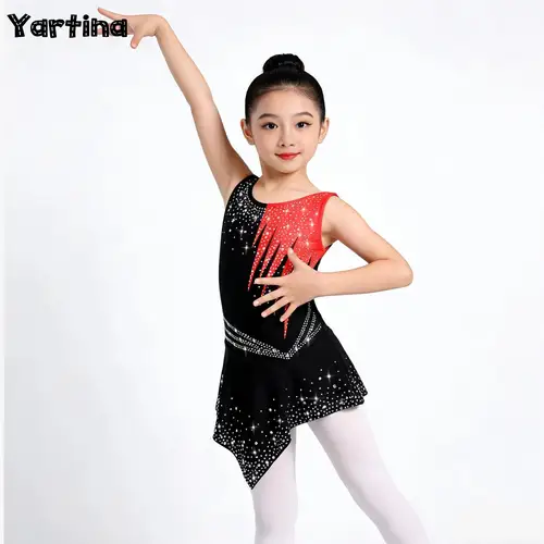 Imagen 1 del producto Niños Niñas gimnasia rítmica patinaje artístico Ballet Jersey leotardo brillante traje de actuación de competición