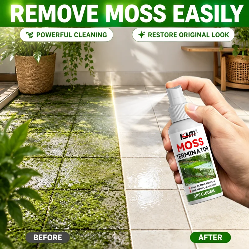 Farienne Moss Remover Spray Patio Cleaner 60ml Algae Stain Remover For Paving Stone Concrete Garden Path Outdoor Surfaces