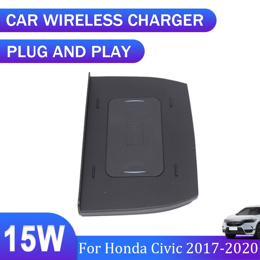 

Special Car QI wireless charger 15w fast charging plate phone holder wireless phone charger For Honda Civic 2017 2018 2019 2020