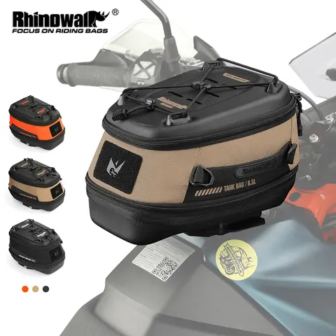 Rhinowalk Motorcycle Magnetic Tank Bag 6.5L Quick Release Expandable Motorbike Luggage With Rain Cover For BMW SUZUKI KTM Etc