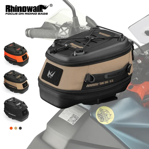 Rhinowalk-bolsa de tanque magnético para motocicleta, equipaje de motocicleta expandible de liberación rápida de 6,5l con cubierta para lluvia para BMW, SUZUKI, KTM, Etc.