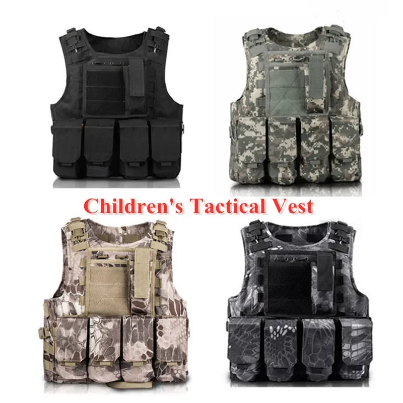 Kids Boys Tactical Vest Camouflage Bulletproof Combat Armor Tops Army Soldier Equipment Special Forces Military Uniform