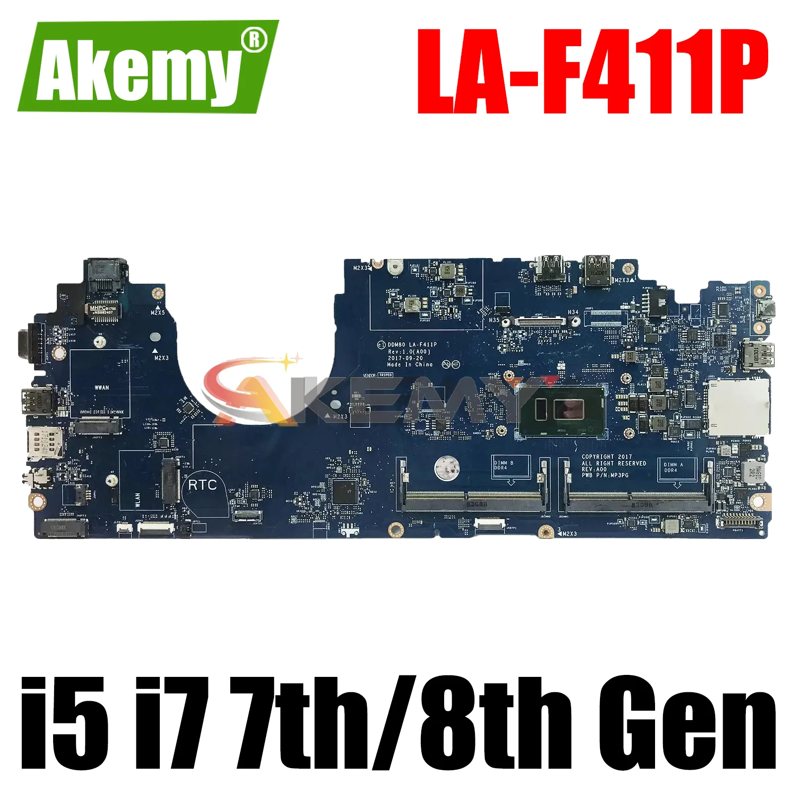 

Akemy LA-F411P Mainboard For Dell Latitude 15 5590 Laptop Motherboard DDM80 w/ i5 i7 7th Gen or 8th Gen CPU CN-04H855 0XPMY5