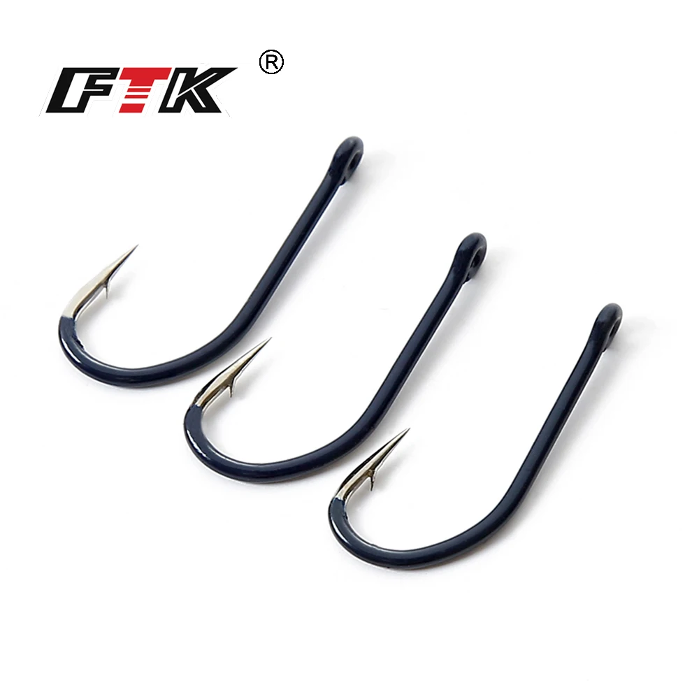 FTK 8PCS/Box High Carbon Steel Barbed Fishing Hooks Knife-edged Razor Sharp Fishhook With Ring for Carp Anzol Anzuelos De Pesca