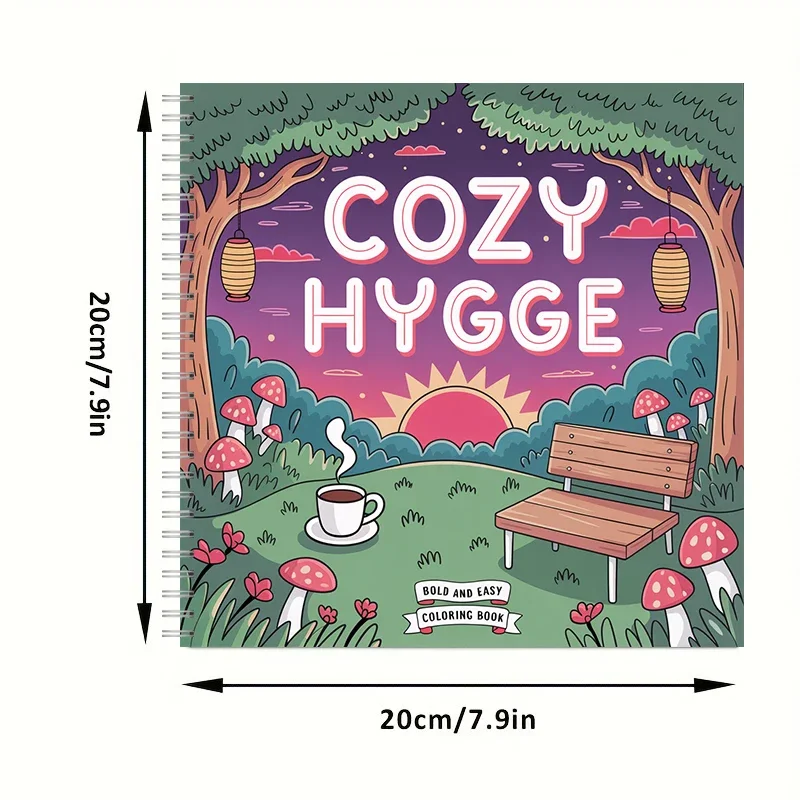 Coloring Book Cozy Hygge for Adult Colouring Book, Birthday Day Gift, Back to School Supplies, Adults Cute Drawing Book
