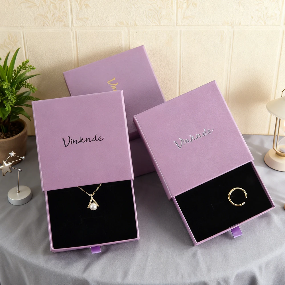 

24Pack 8x8x1.7cm Custom Jewellery Paper Ring Earring Box Jewelry Drawer Boxes Personalization Logo Necklace Packaging Gift Case